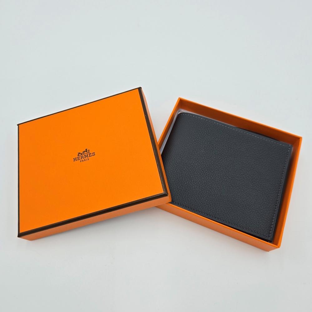 HERMES Evercolor Ardoise Citizen Twill Men’s Bifold Wallet