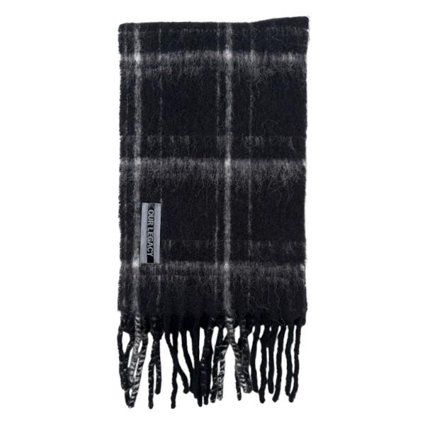 OUR LEGACY Black Fuzzy Alpaca Check Scarf