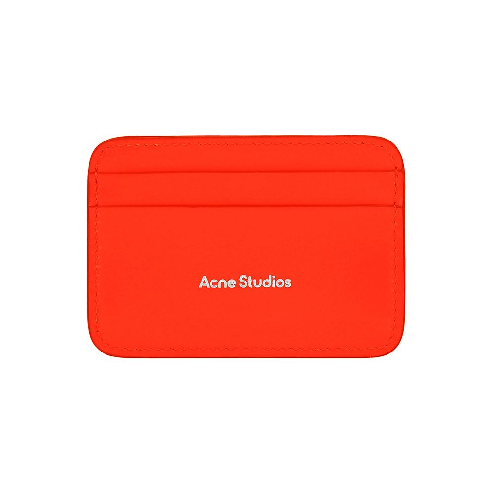 Acne Studios Unisex Leather Card Holder Wallet CG0262 NEON RED