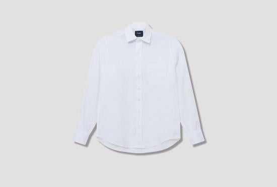 Drake's White Long Sleeve Shirt