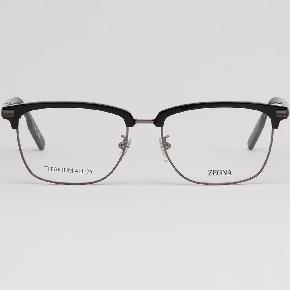 Zegna Titanium Lightweight Square Semi-Rim Browline Eyeglass Frame EZ5259H 008