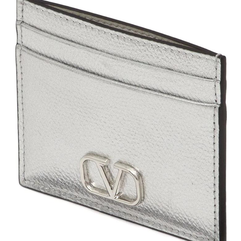 VALENTINO V Logo Signature Leather Card Holder Wallet Unisex 4W2P0V32RFY S13