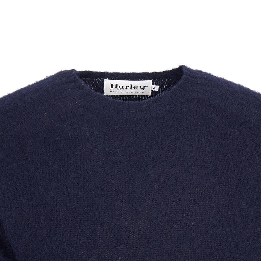 Harley OF SCOTLAND Shaggy Dog Wool Crewneck Men's Sweater M3834 7 NAVY