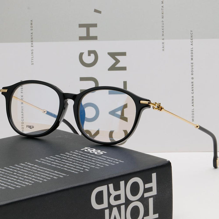 FRED Black Acetate Asian Fit Eyeglass Frames Unisex