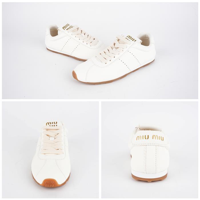 Miu Miu Plum Nappa Leather Low-Top Sneakers