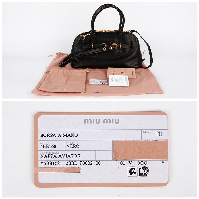 Miu Miu Avantgarde Nappa Leather Top Handle Tote Bag 5BB168 2BBL F0002