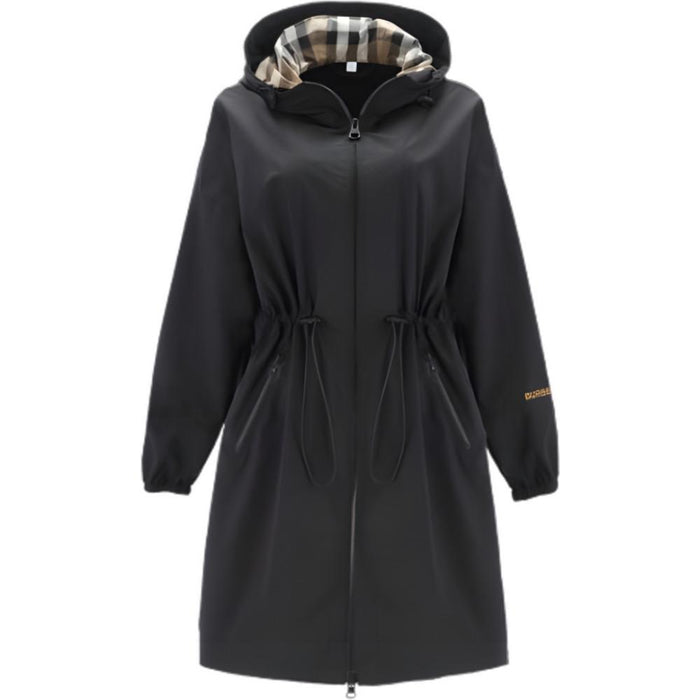 BURBERRY Black Nylon Hooded Long Jacket