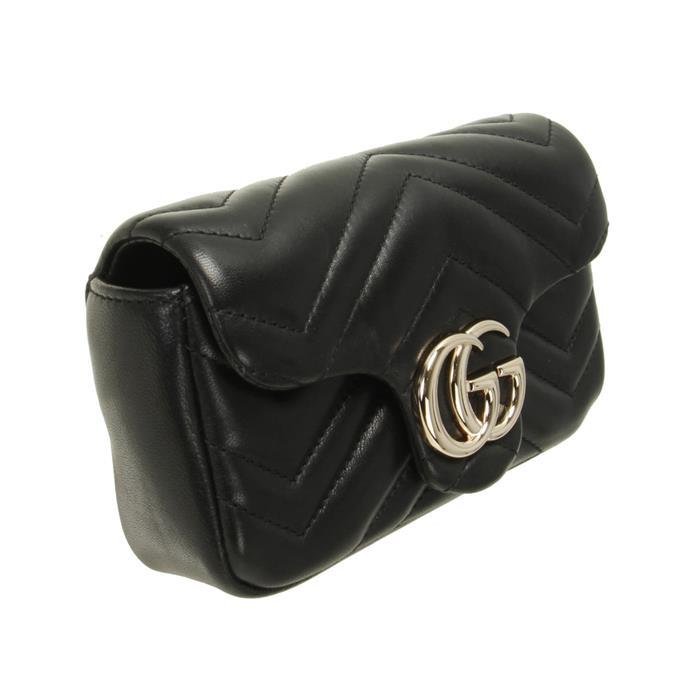 GUCCI GG Marmont Mini Shoulder Bag Black Leather