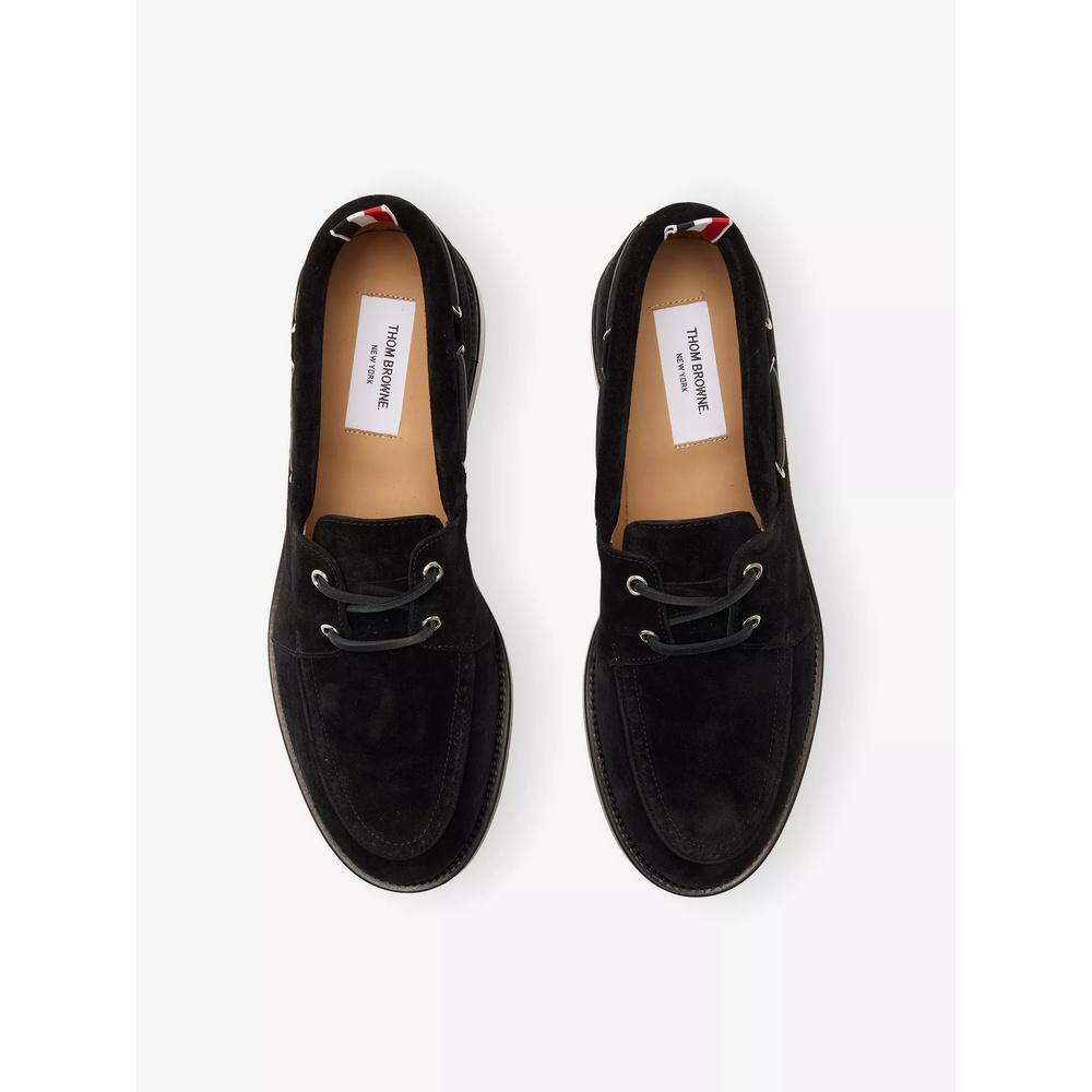 THOM BROWNE Suede Men's Boat Shoes Loafers Black