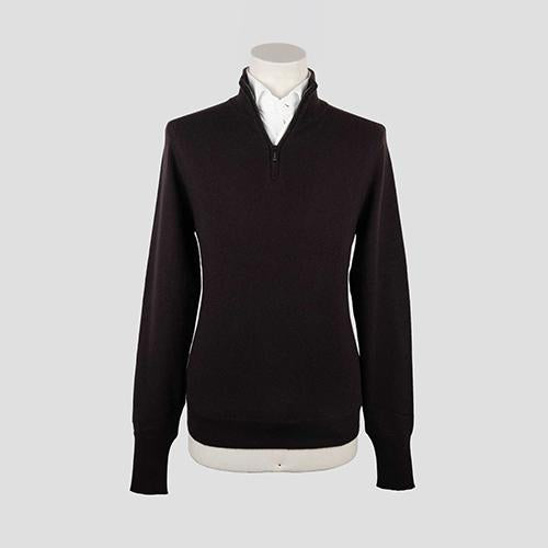 Drumohr Men’s Cashmere Knit Half-Zip Sweater Dark Brown