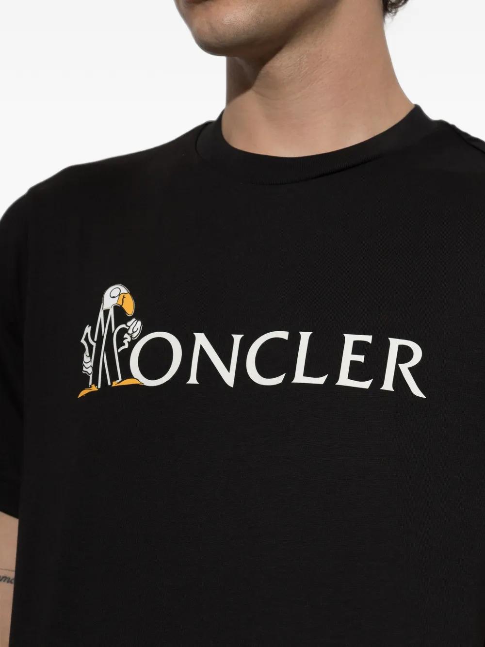 Moncler Black Cotton Short Sleeve T-Shirt for Men