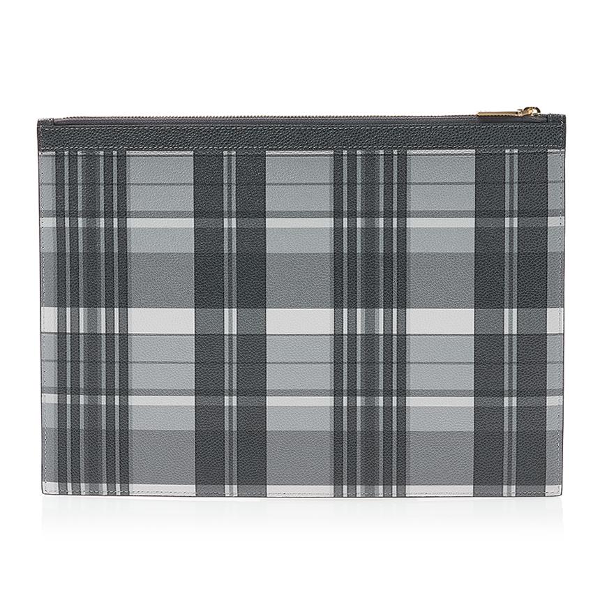 THOM BROWNE Pebble Grain Madras Leather Clutch MAC155A L0041 980 1
