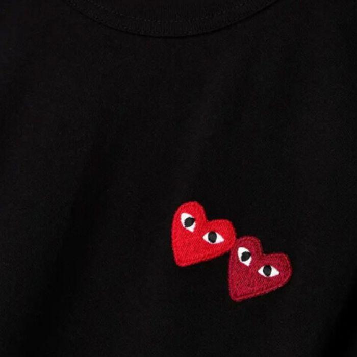 Comme des Garcons Unisex Double Heart Patch Short Sleeve T-Shirt