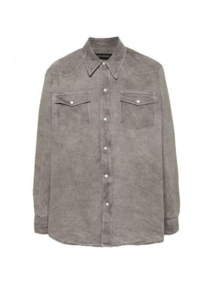 OUR LEGACY Attic Carbon Washed Denim Frontier Long-Sleeve Shirt