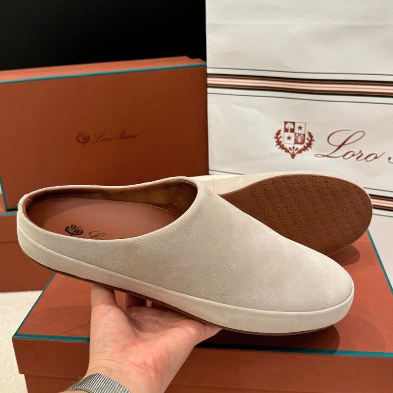Loro Piana Men’s Suede Calfskin Tomori Sabot Loafers Classic Beige