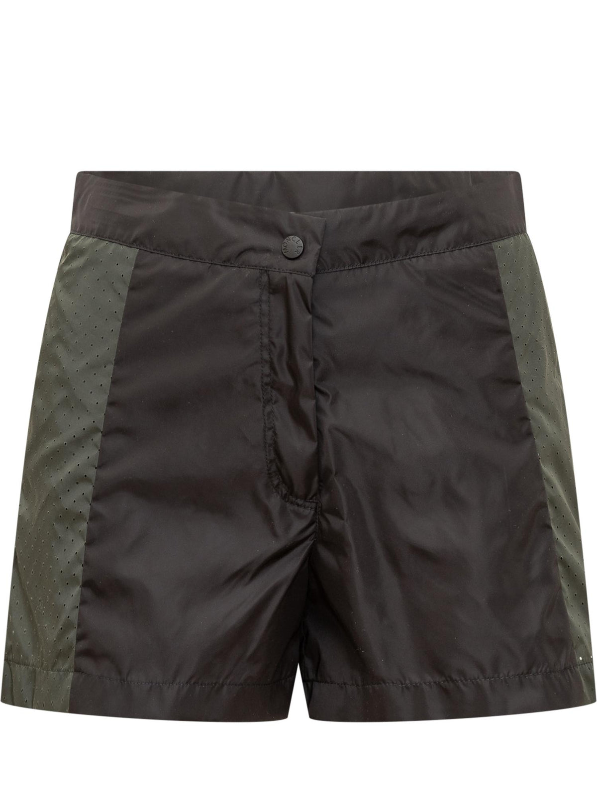 Moncler Black Nylon Drawstring Short Shorts