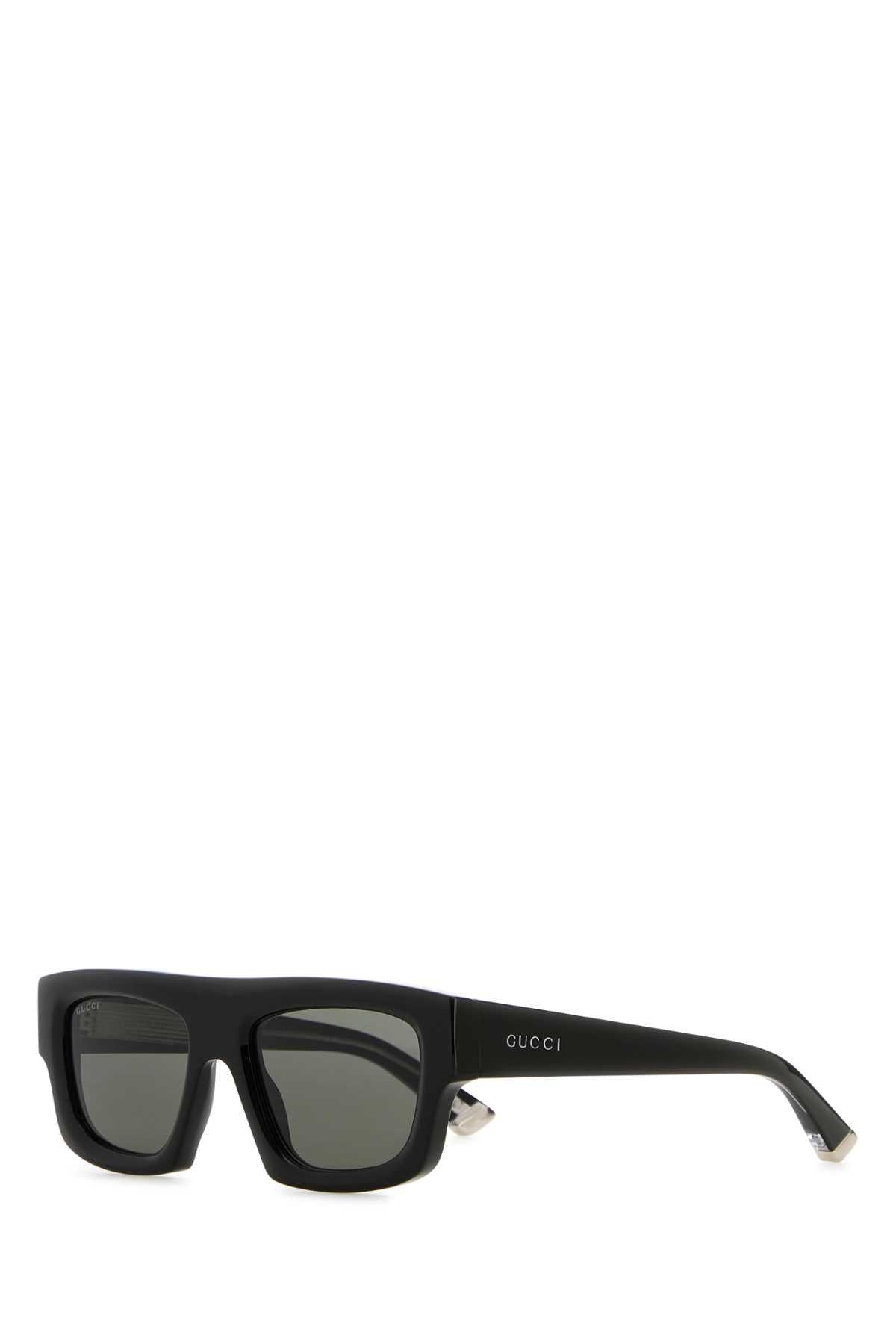 GUCCI Black Acetate Rectangle Sunglasses for Men