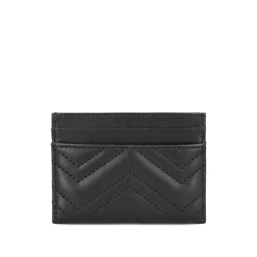 GUCCI GG Marmont Black Leather Card Holder Wallet