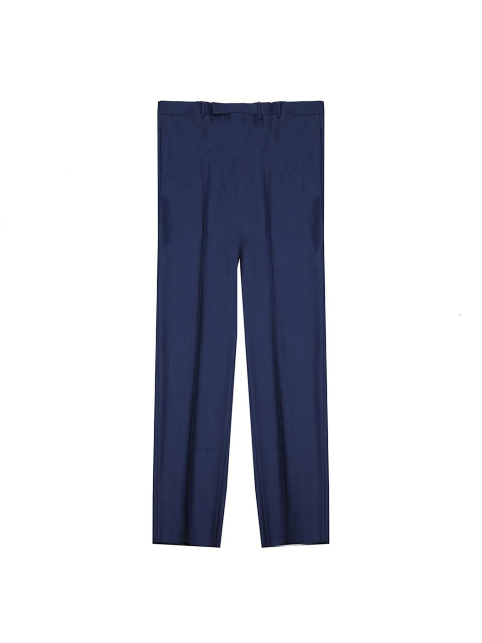 GUCCI Refurbished Dress Trousers Classic Pants Navy Wool Men's