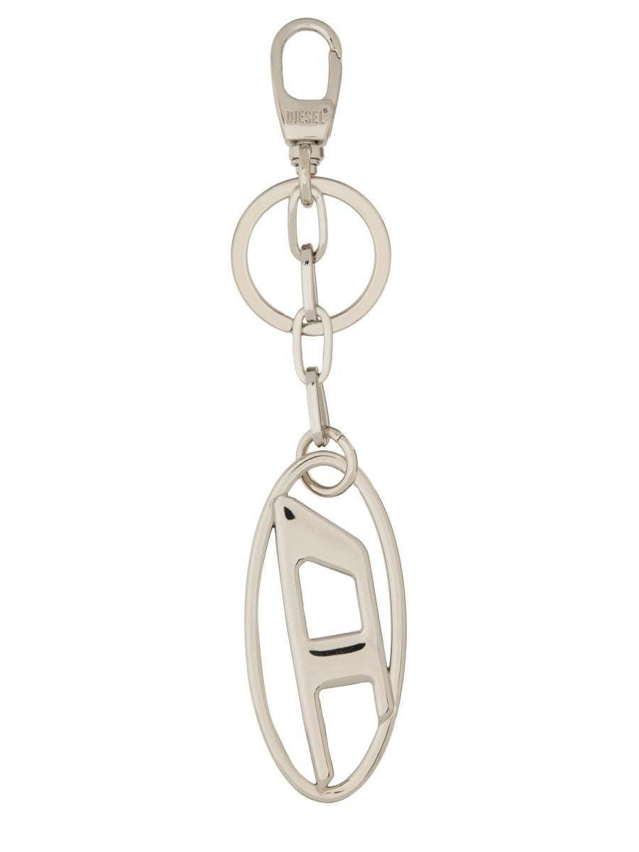 DIESEL Silver-Tone Metal Keyring Keychain Accessory