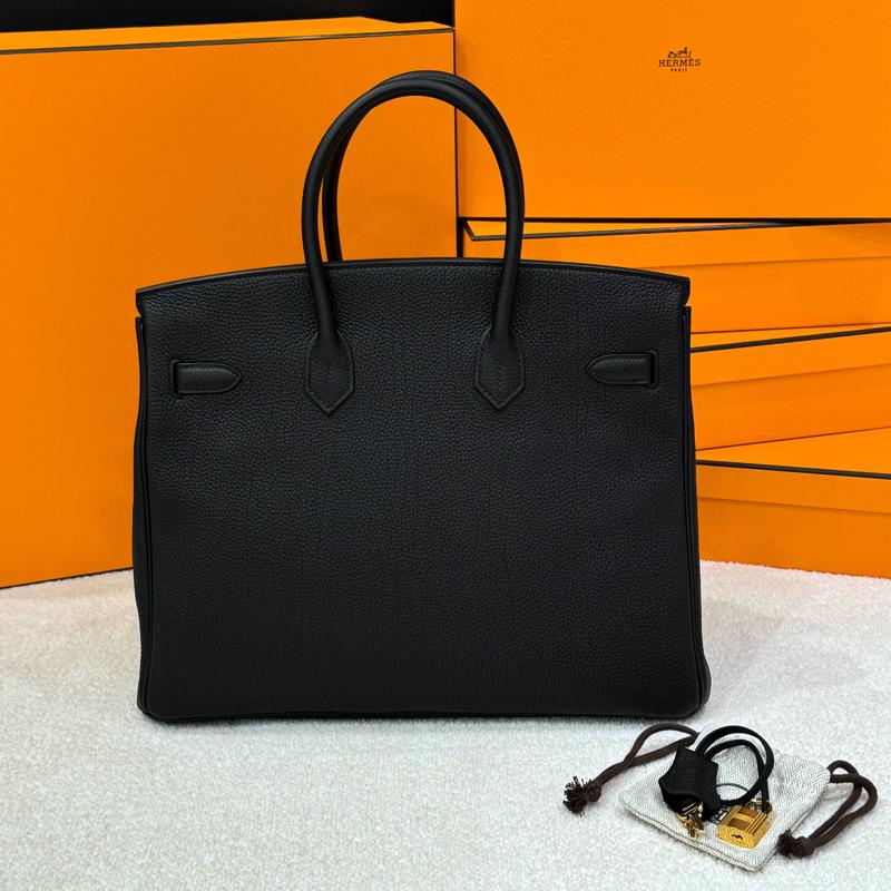 HERMES Togo Leather Birkin Bag Black 35 Tote