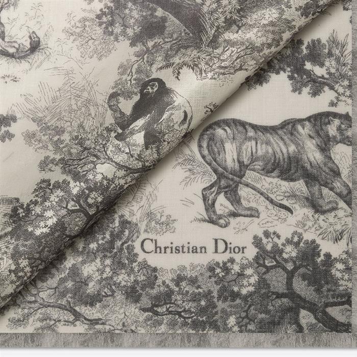 DIOR Toile de Jouy Sauvage Wool Scarf Navy