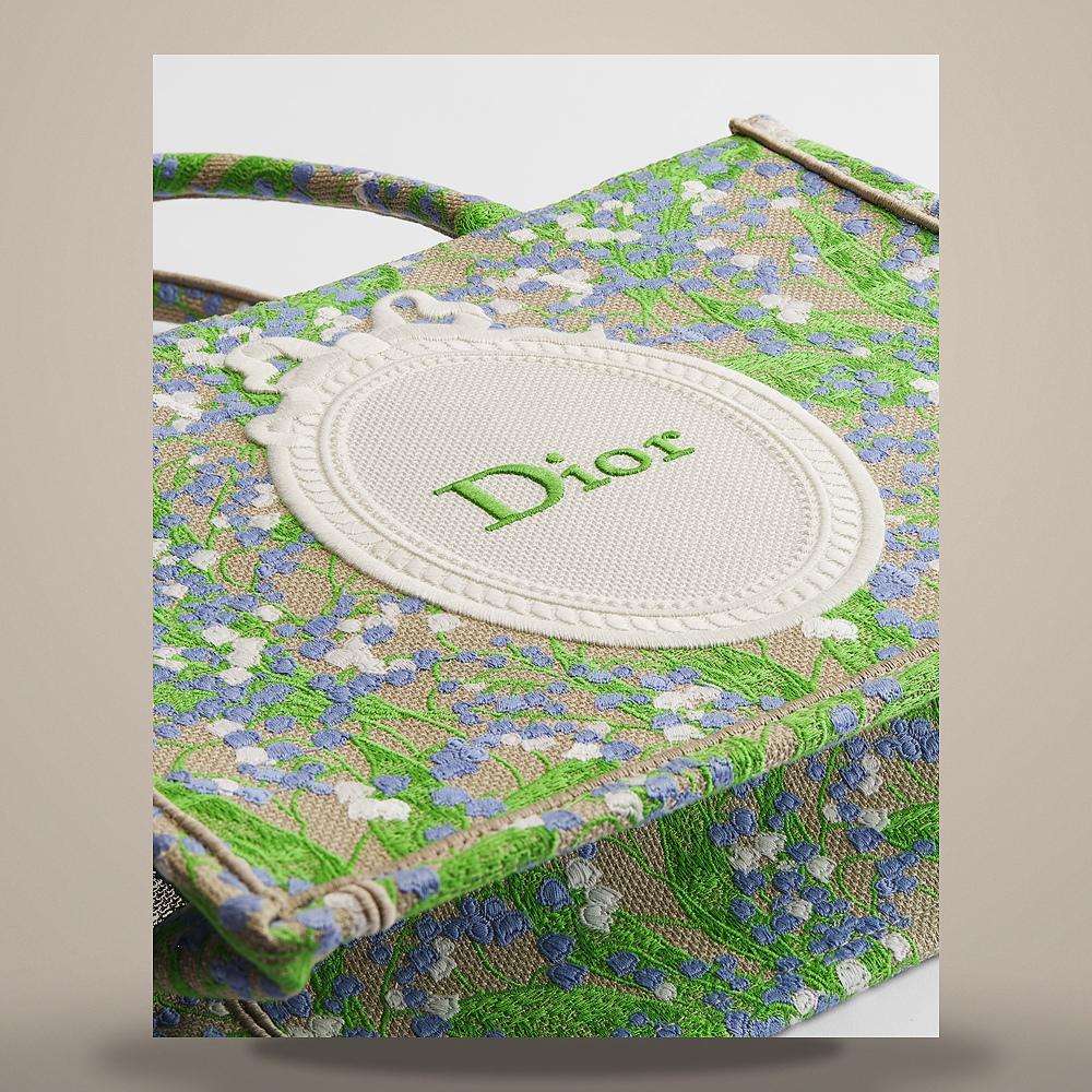 DIOR Multi-Color Embroidered Book Tote Shoulder Bag Medium M1354PEQR M20E
