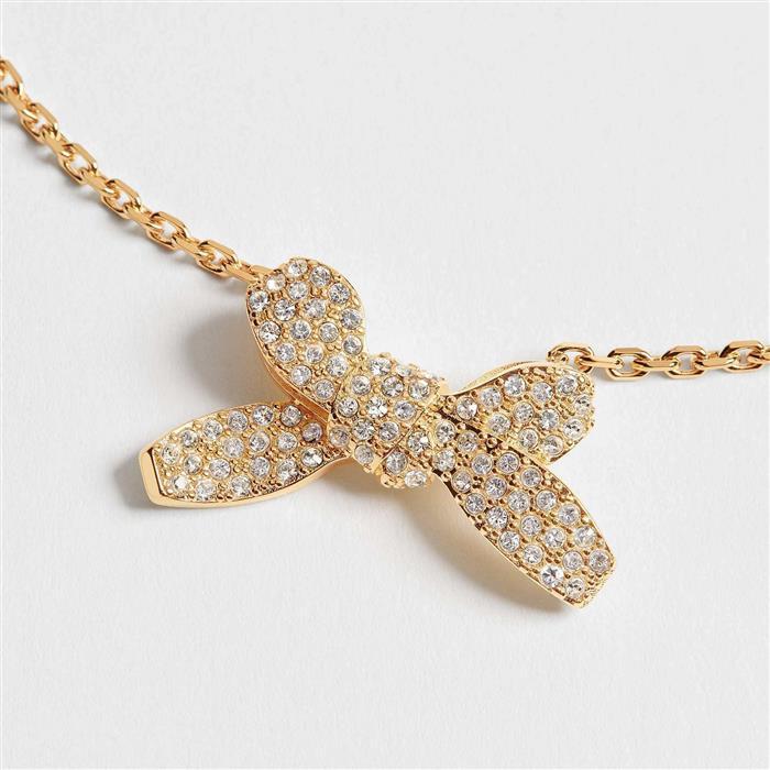 DIOR Delicate Bow Necklace Gold-Tone Pendant Jewelry