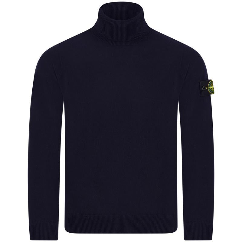 STONE ISLAND Logo Patch Wool Turtleneck Sweater Men Black