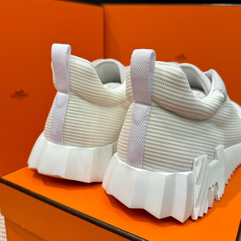 HERMES Bouncing White Mesh H Logo Low Top Sneakers for Men