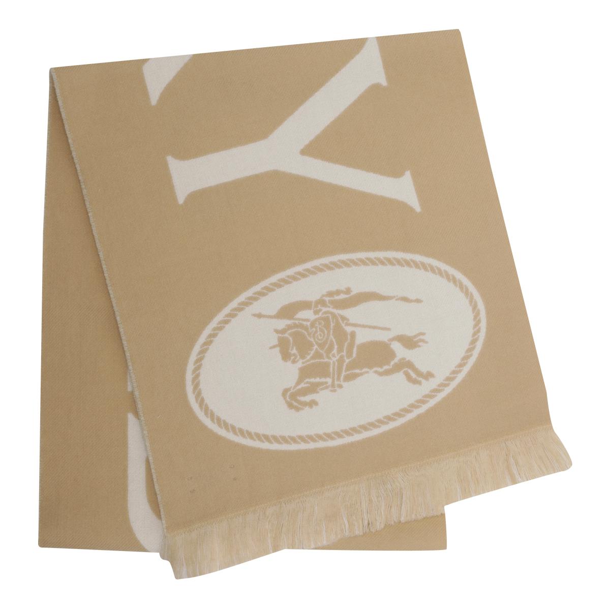 BURBERRY Beige Check Wool Scarf