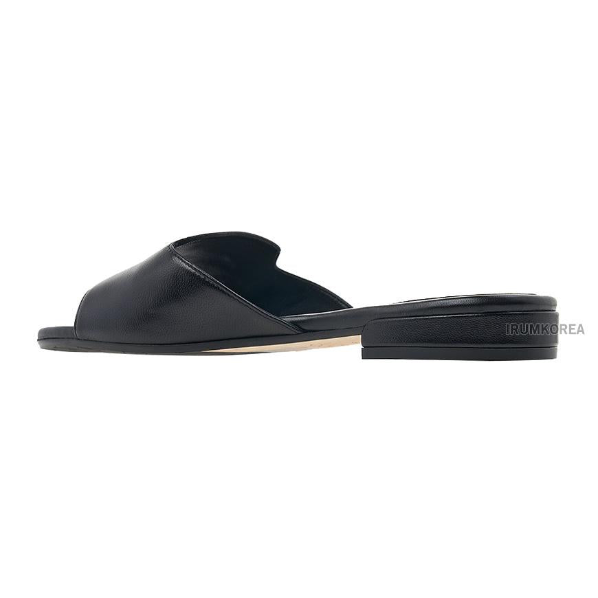 Jimmy Choo Black Nappa Leather Square Toe Open Sandals