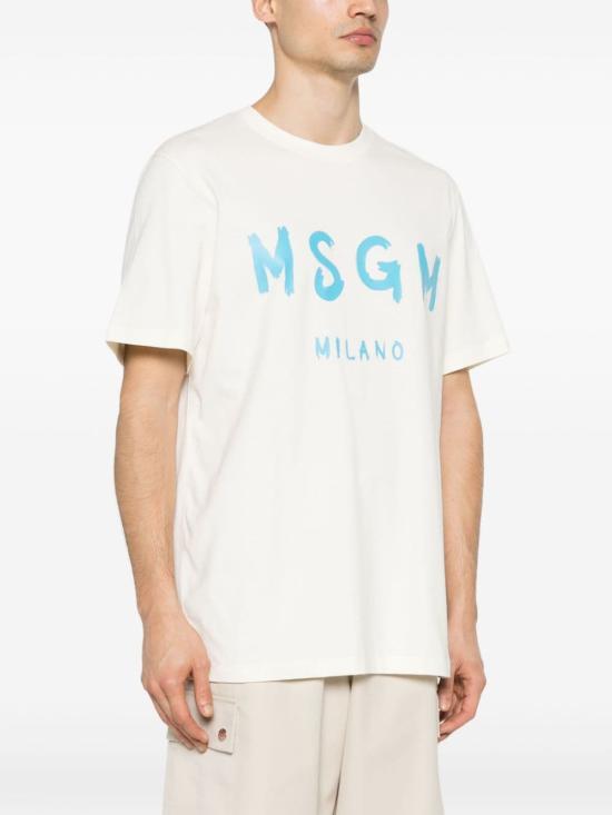 MSGM Short Sleeve T-Shirt for Men 3640MM51024700202 IVORY DOM