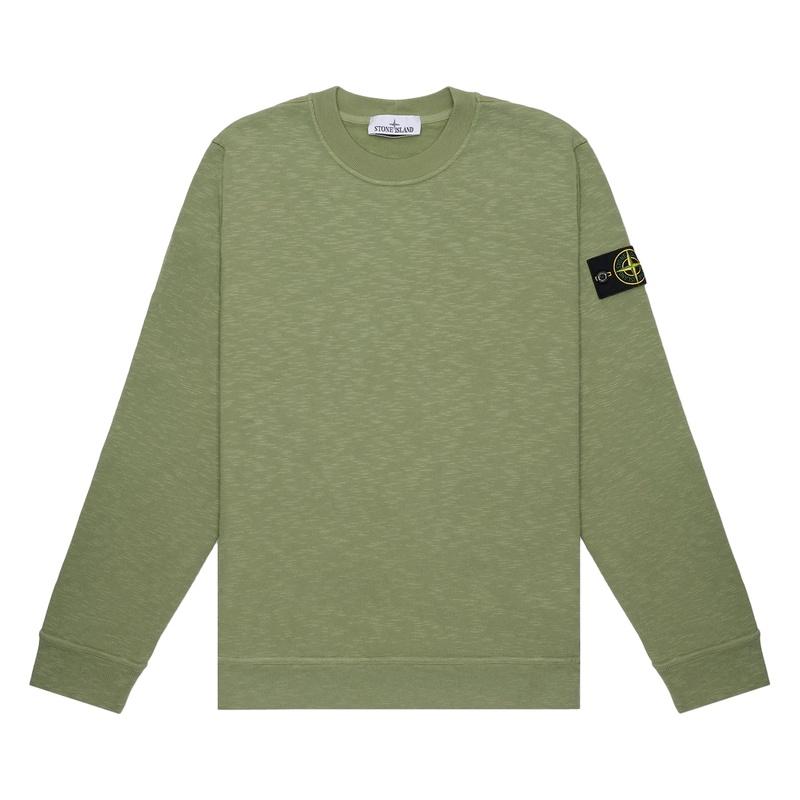 STONE ISLAND Heavy Cotton Jersey Crewneck Knit Sweater for Men