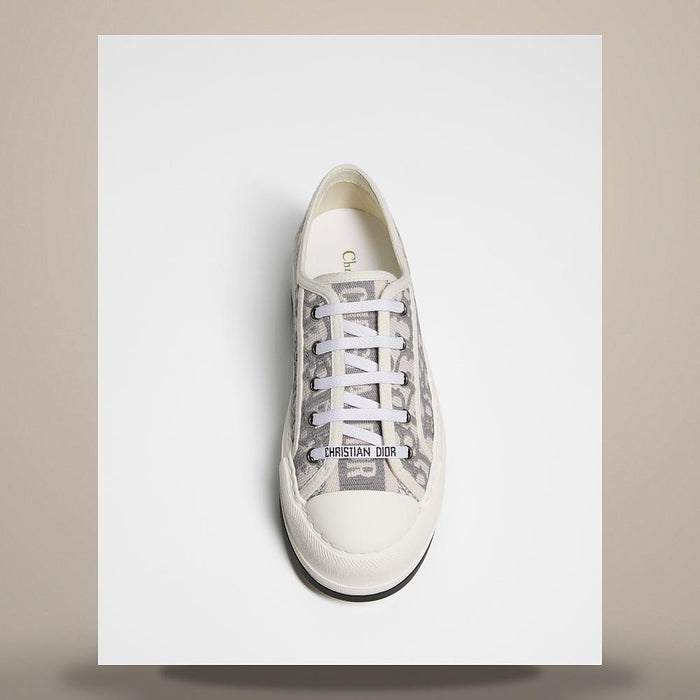 DIOR Stone Gray Walk’n’Dior Platform Sneakers Dior Oblique Cotton