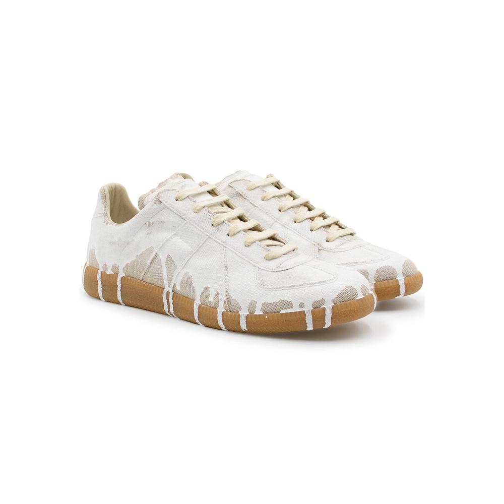 Maison Margiela Natural Paint Low-Top Sneakers White