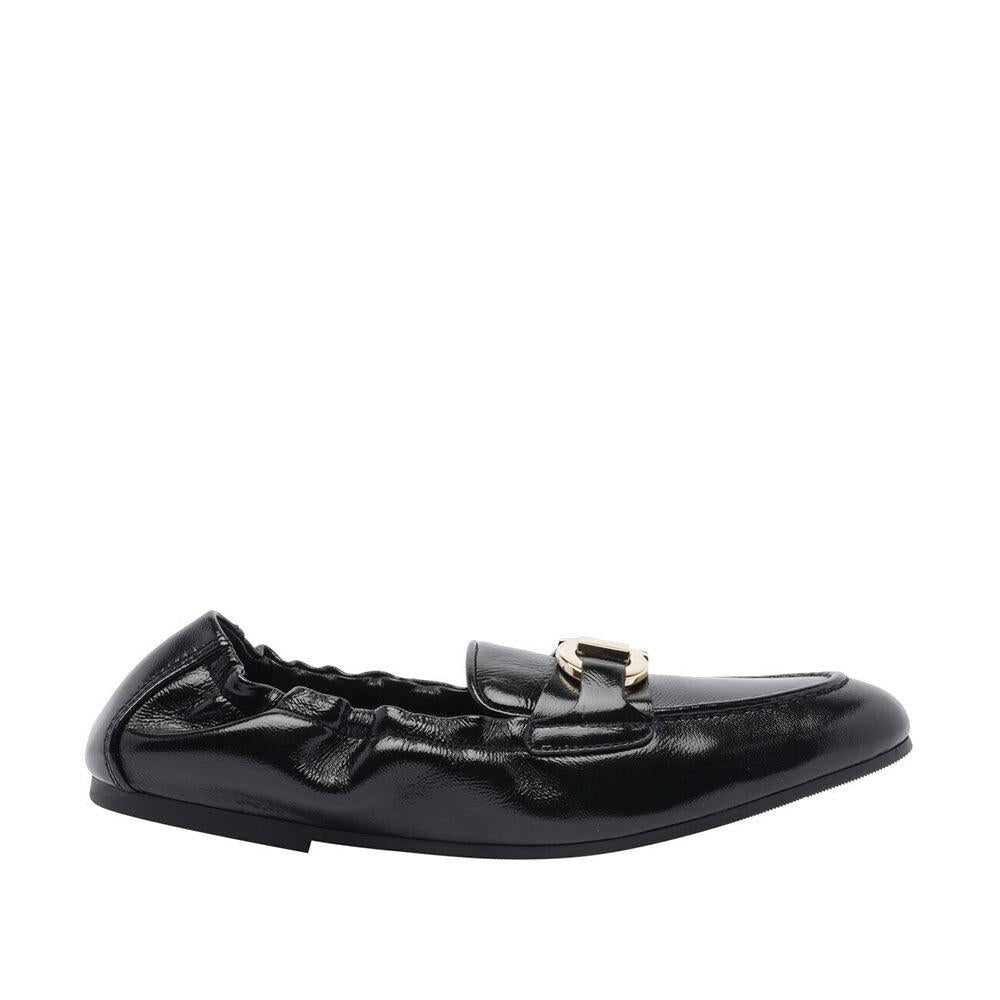 Ferragamo Gancini Logo Ballet Flats Women’s Black Leather