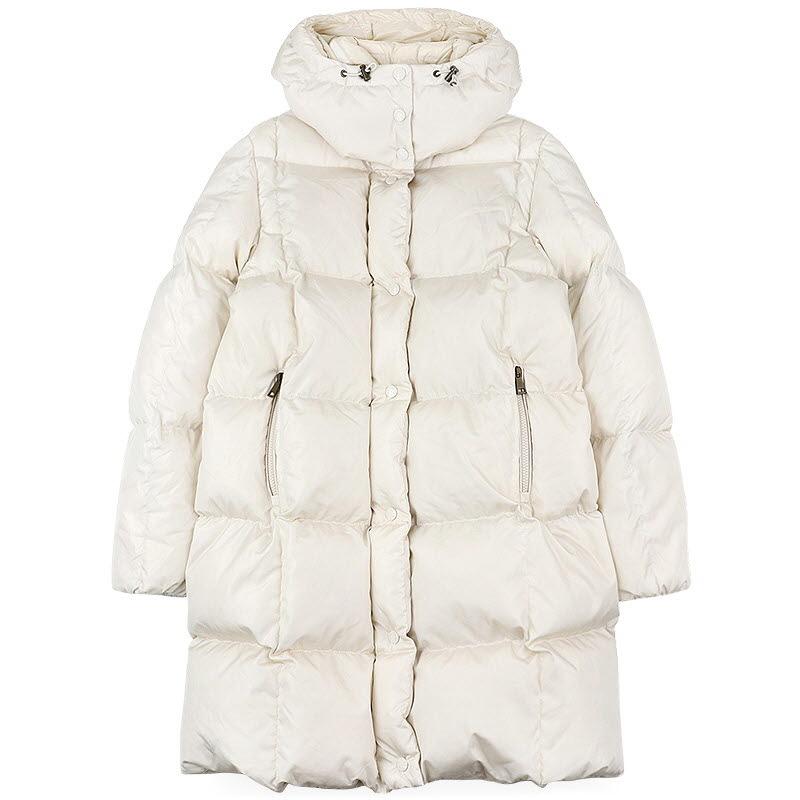 Moncler Women’s Ivory Long Down Puffer Jacket with Square Quil 1C00012 539ZD 201