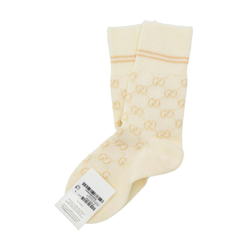 GUCCI Web GG Logo Men’s Socks Ivory Cotton Blend
