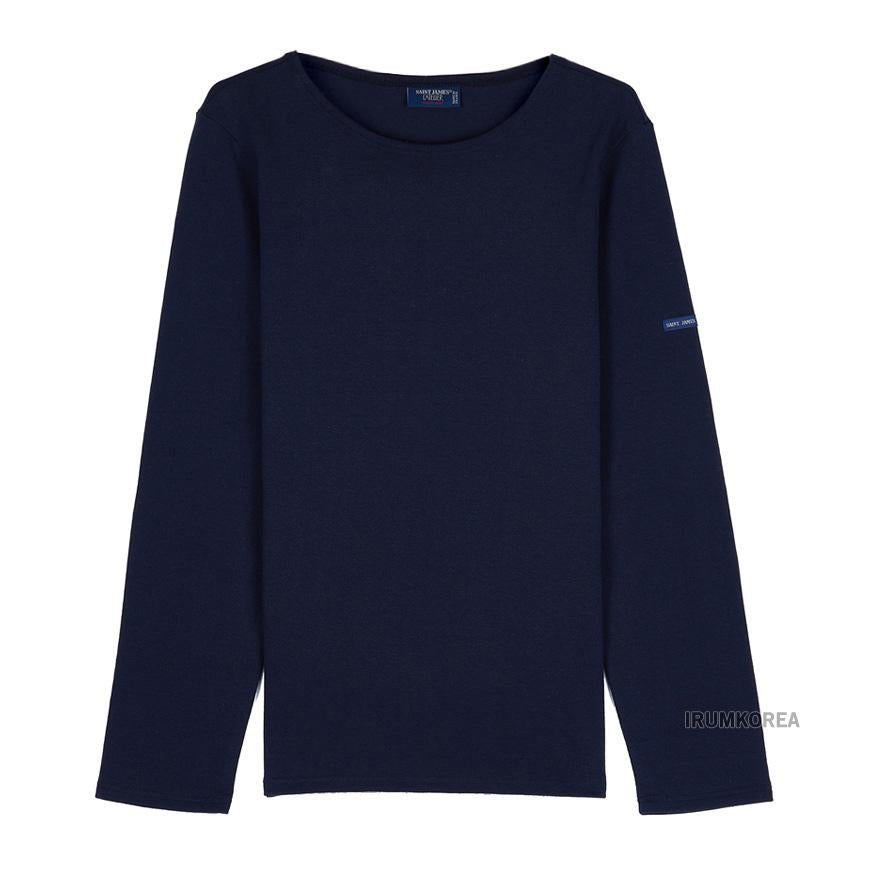Saint James Navy/Ecru Stripe Long Sleeve T-Shirt Unisex Cotton