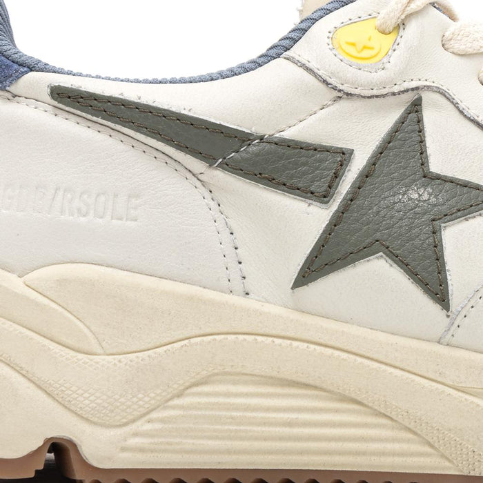 GOLDEN GOOSE White Green Star Patch Men’s Running Sneakers Low Top