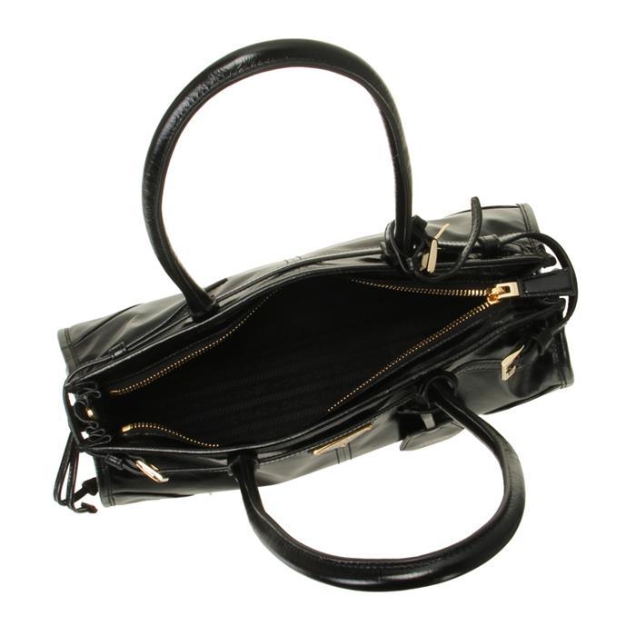 PRADA Bonnie Medium Leather Tote Bag Black