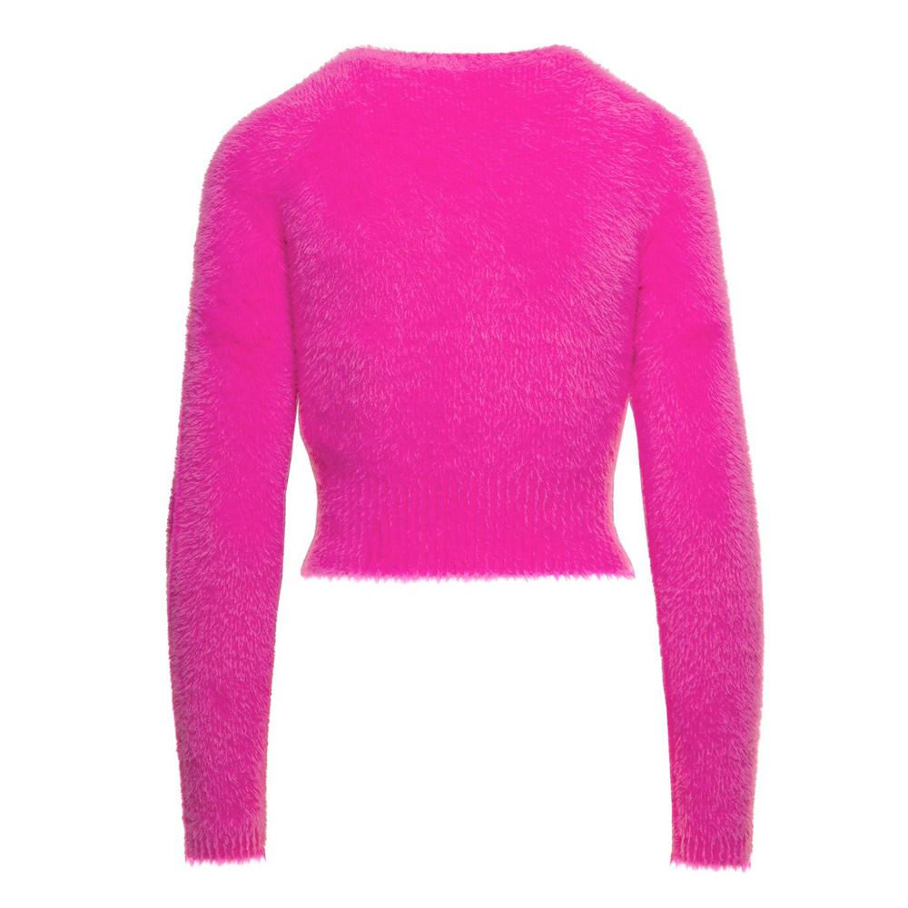 JACQUEMUS Gold Logo Fluffy Knit Cardigan Navy