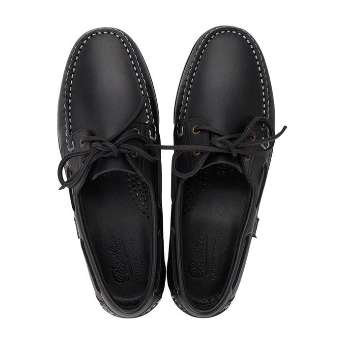 PARABOOT Bas Men’s Boat Shoes Black Leather Loafers