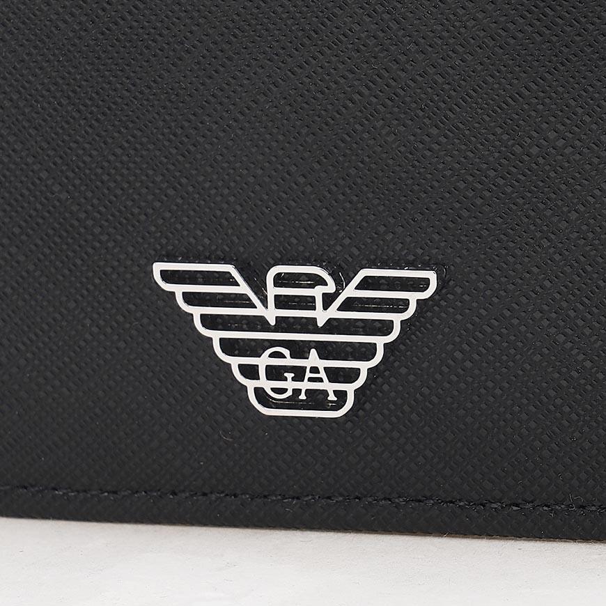 Emporio Armani Men’s Logo Leather Card Holder Wallet Navy