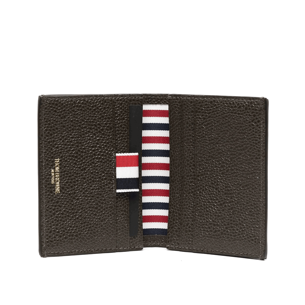 THOM BROWNE RWB Brown Leather Card Holder