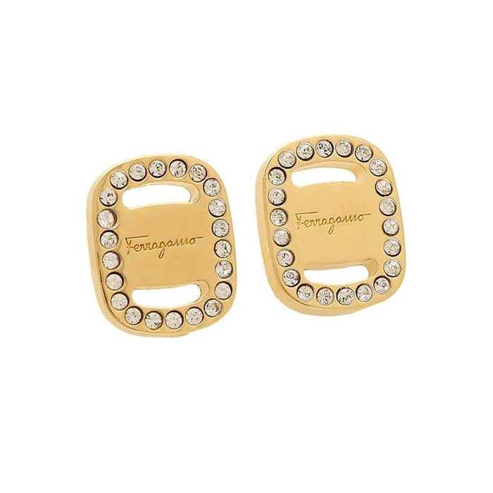 Ferragamo Logo Crystal Small Earrings Gold 76 0224 0717135