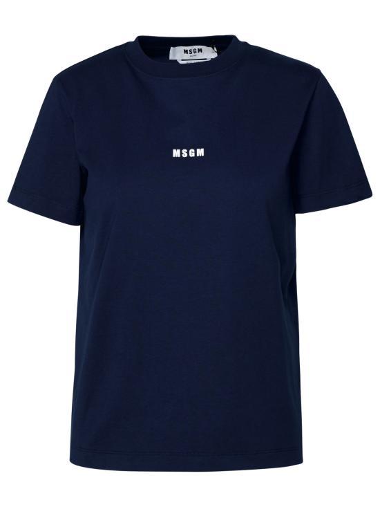 MSGM Navy Short Sleeve Cotton T-Shirt 3541 MDM500 23779889