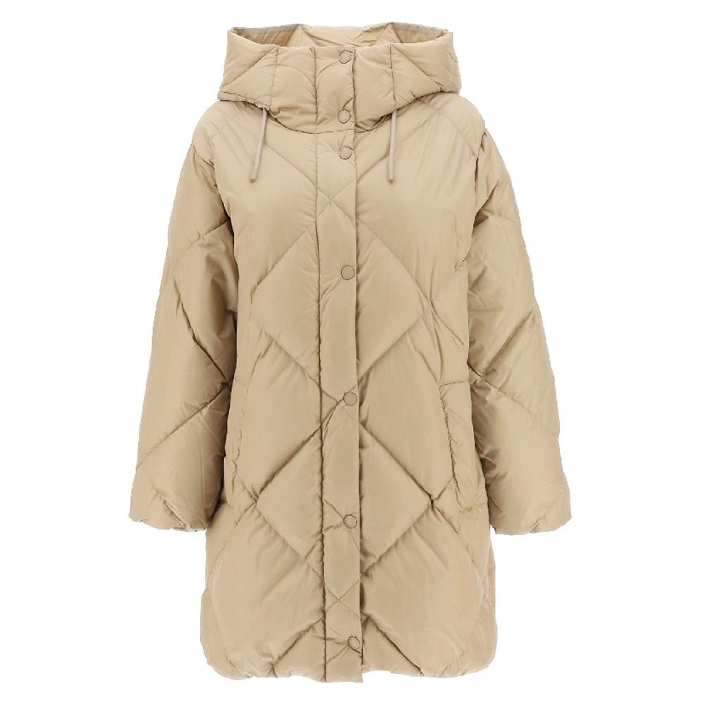 Max Mara Beige CALERNO Hooded Puffer Jacket