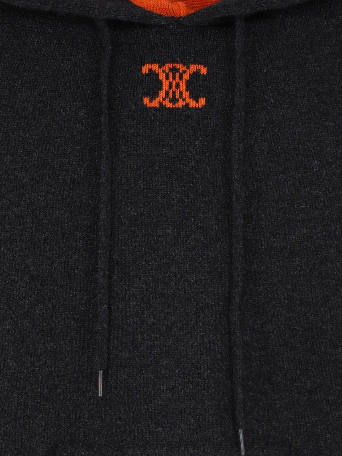 CELINE Logo Print Cotton Hoodie Men Black